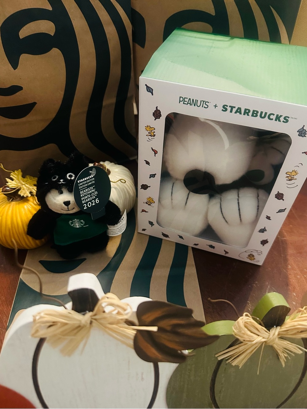Peanuts+ Starbucks Snoopy plush and bearista bag charm